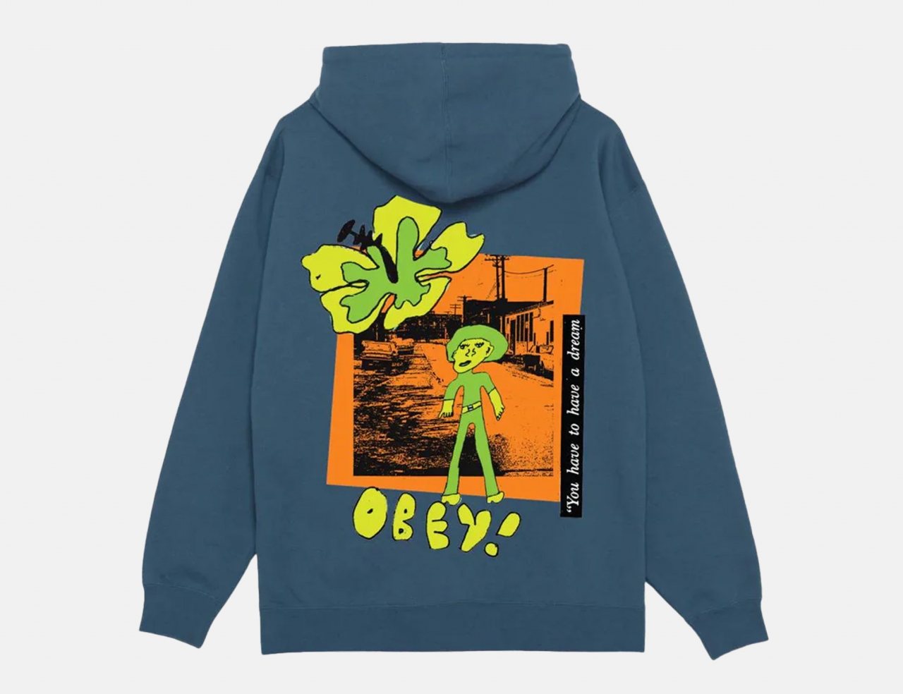 Obey You Have To Have A Dream Fleece Hoodie - Coronet Blue