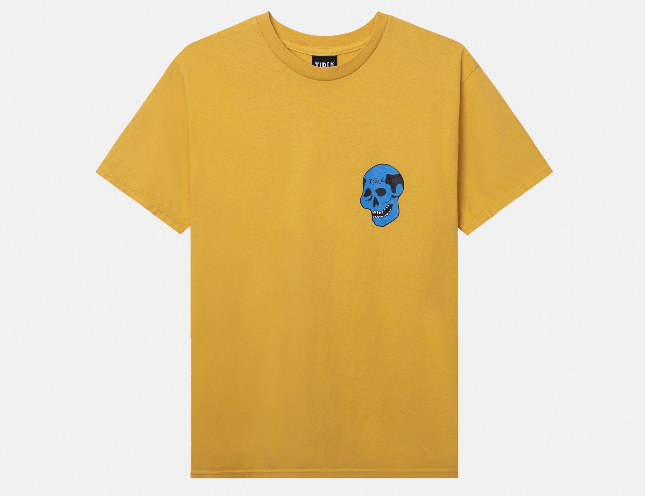 Tired Creepy Skull T-Shirt - Mustard