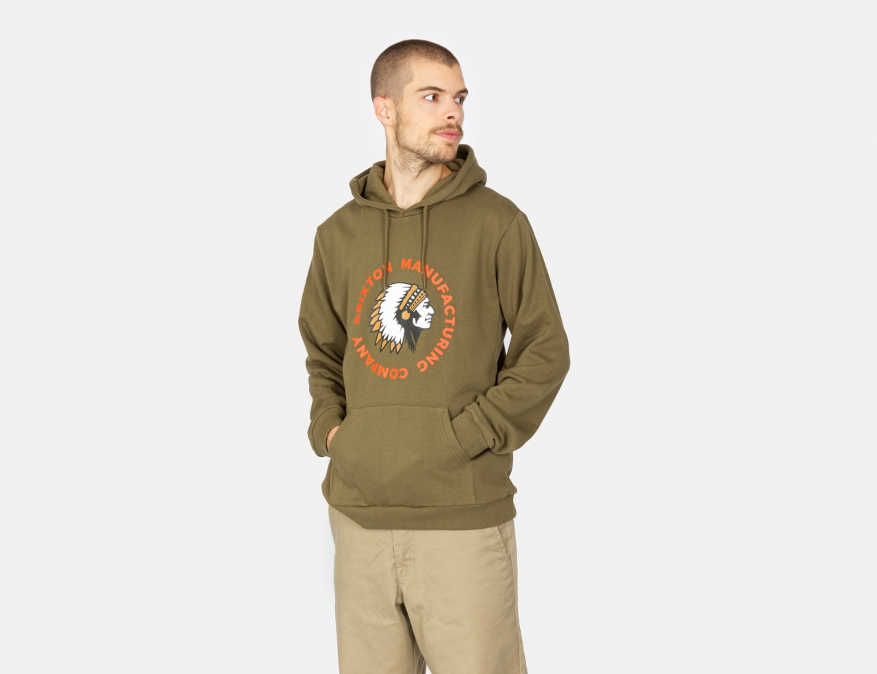 Brixton Rival Stamp Hoodie - Military Olive