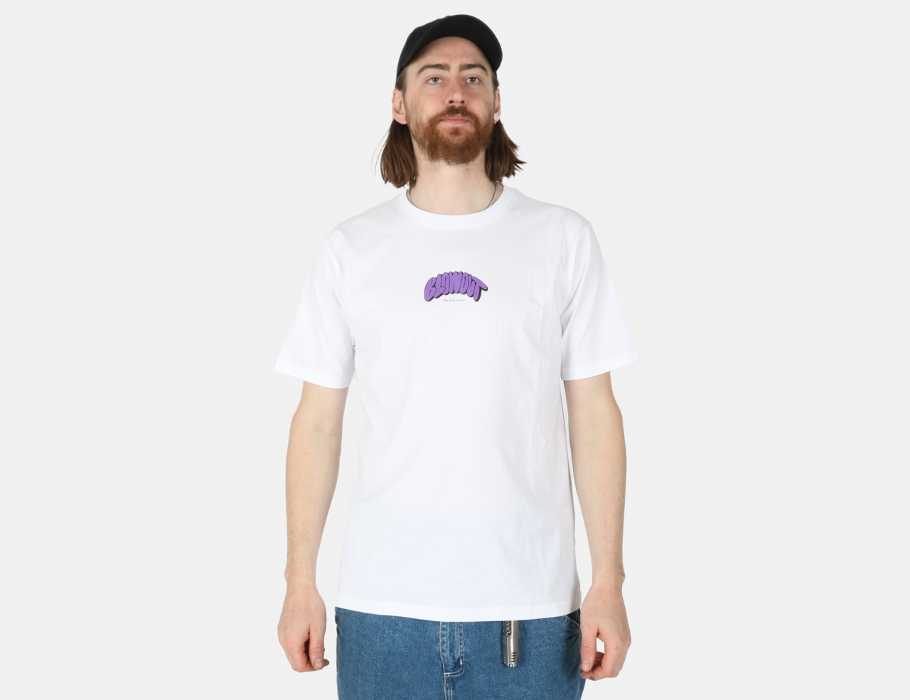 Blowout Soylent Script T-Shirt - White / Purple