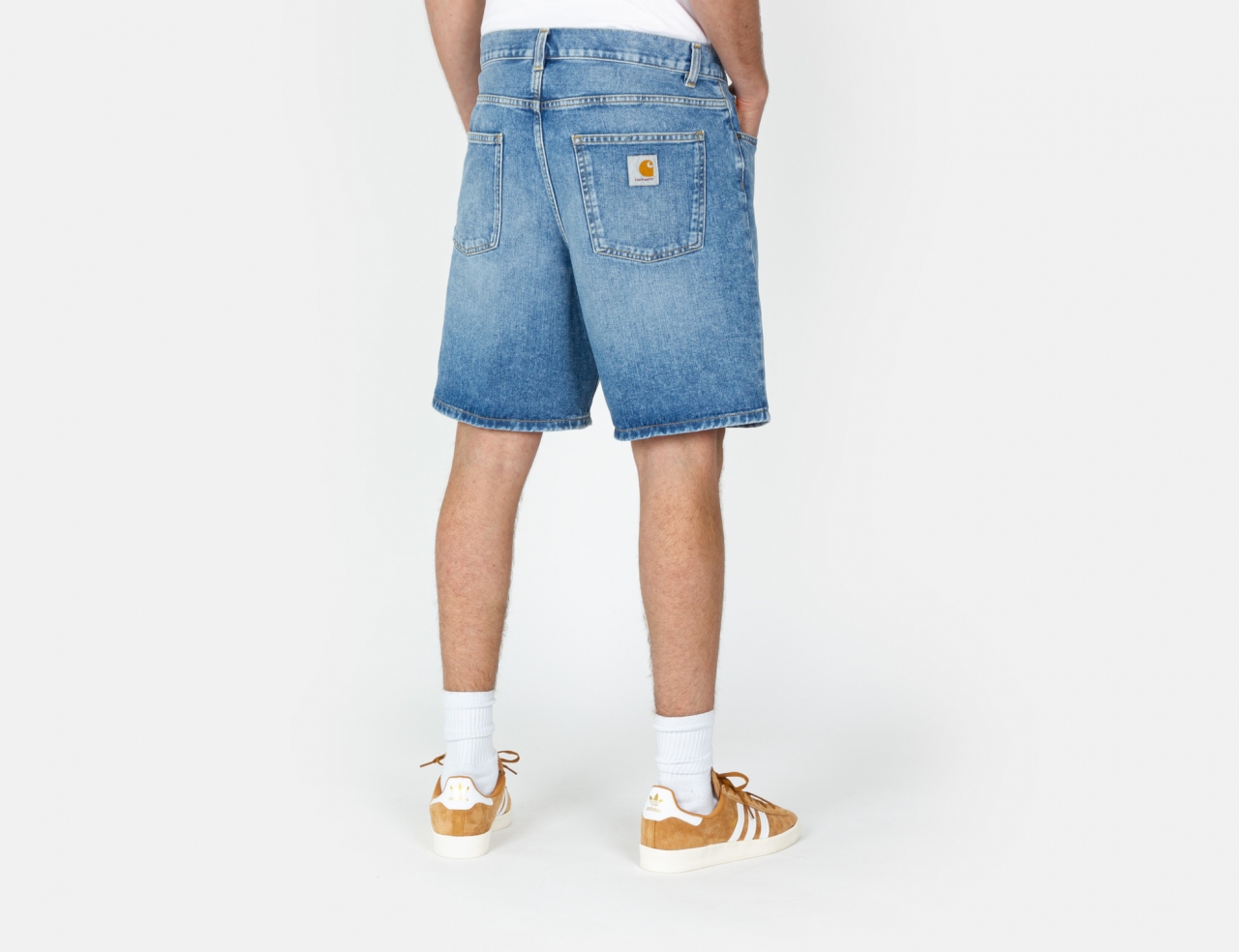Carhartt WIP Newel Jeans Shorts - Blue worn bleached