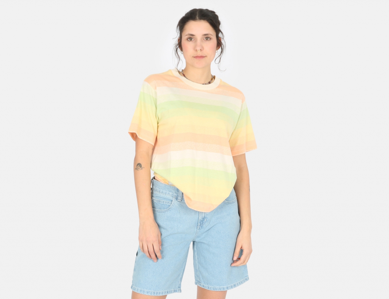 Iriedaily Pixie Stripe T-Shirt - Cream Peach